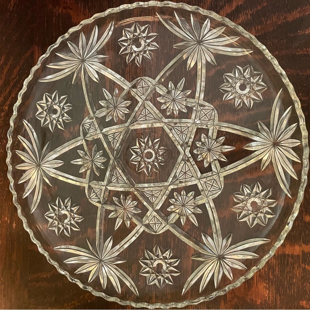 Vintage Star of David Glass Serving Tray